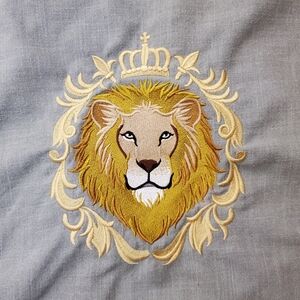 Handmade‎ Sage Green Lion Patch Pillow Cover